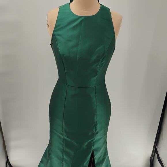 Alfred Sung D824 Hunter Green Jewel Neck Open Back Bow Gown Size 2 - Picture 3 of 16